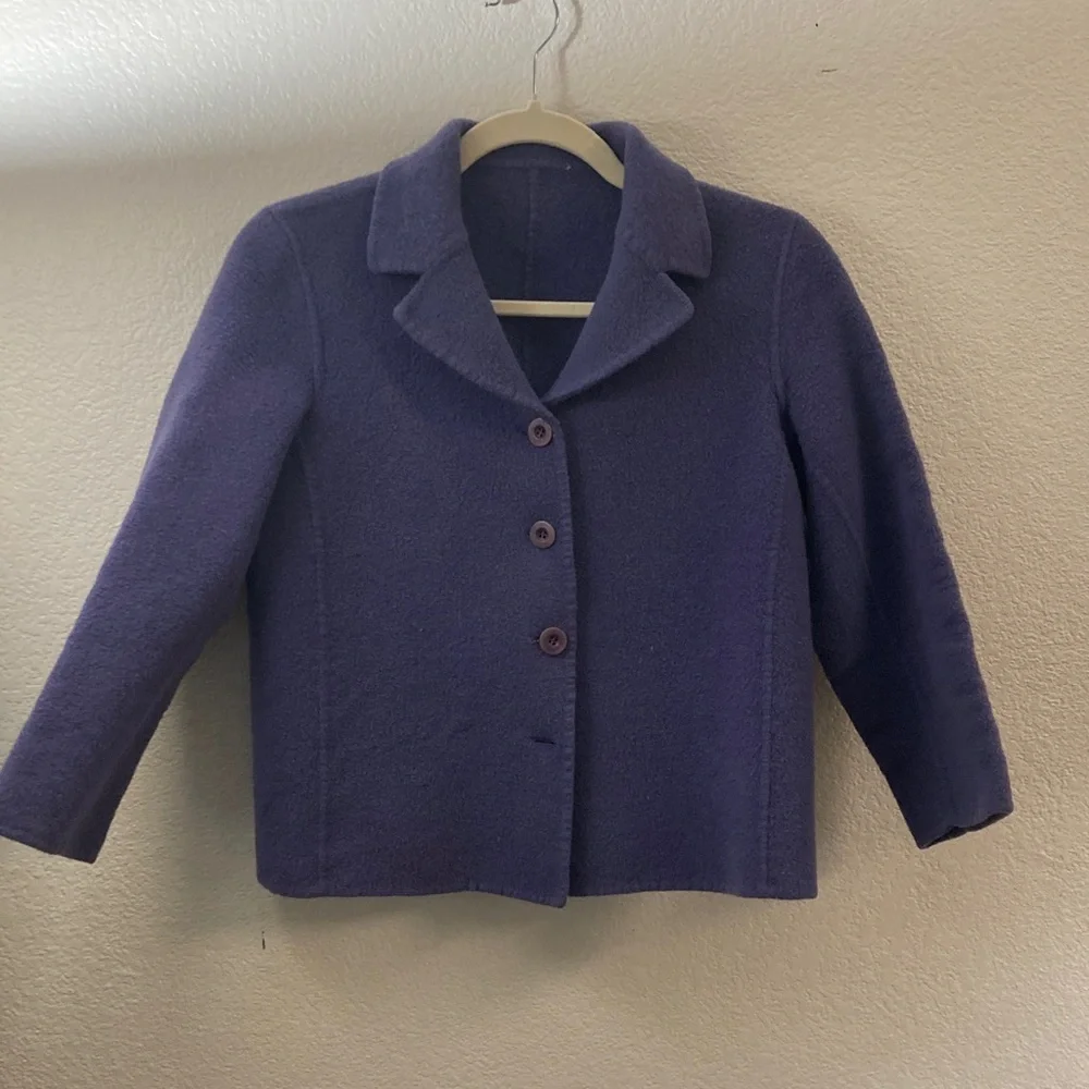 Purple Kids Jacket soft warm 100% wool 8 to 10 classic feminine